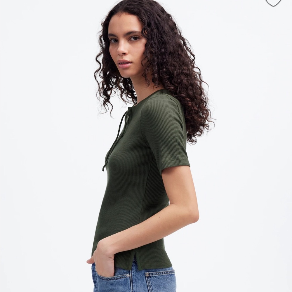 NWT Madewell Lace-Up Ribbed Top - Picture 4 of 8